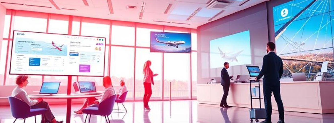 Travel agency team adopting digital tools to reinvent business model after the pandemic.