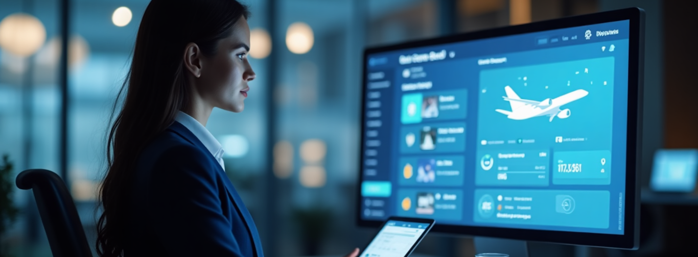 Travel manager using cloud-based self-booking tool with Import PNR option for seamless B2B bookings.