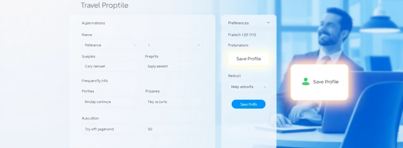 Travel agency software profile save feature enabling seamless bookings and hassle-free transactions.