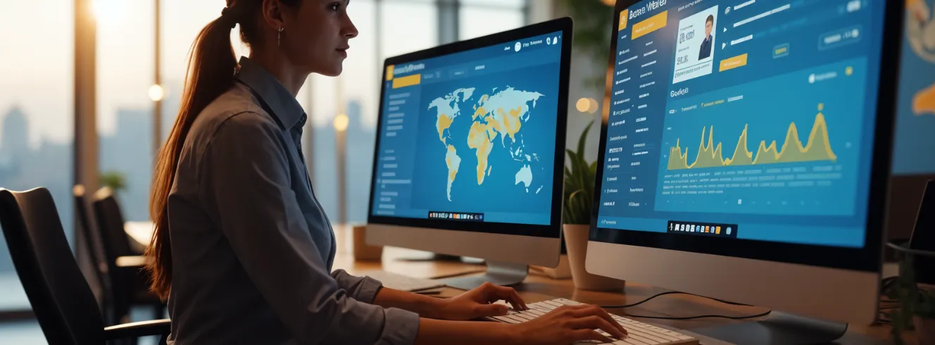 Travel agent using best travel agency software for small business with real-time dashboard