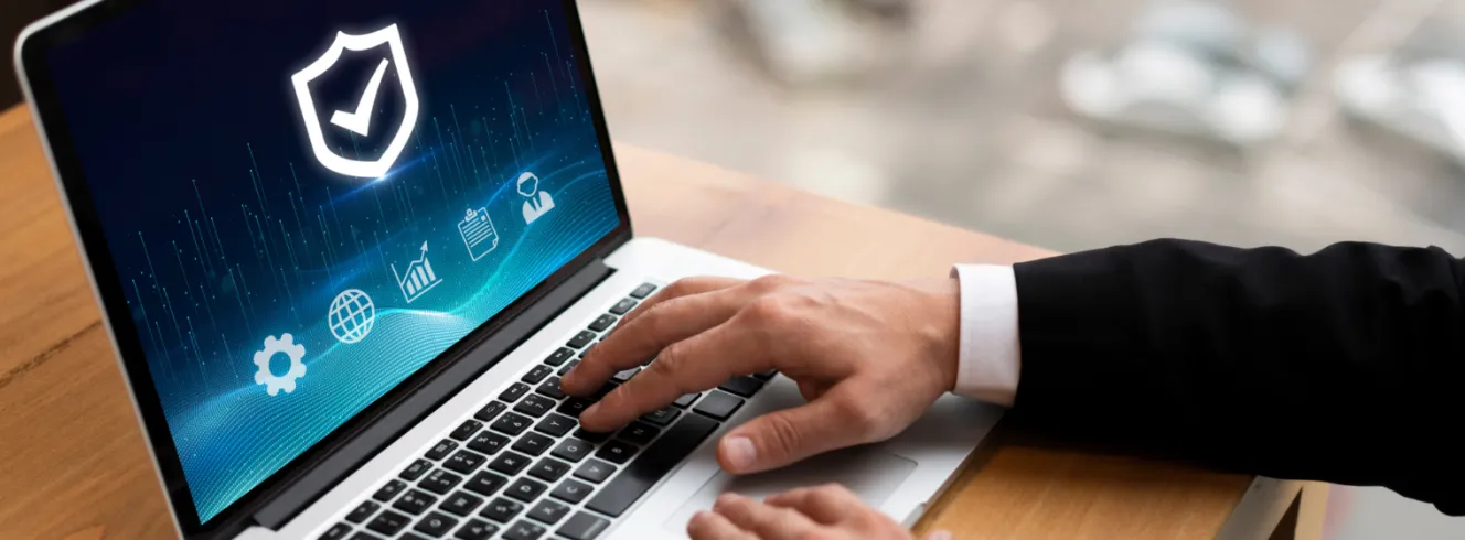Business professional using secure B2B travel software to automate supplier payments online