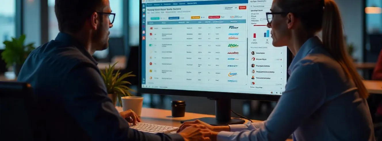 Travel agency professionals managing airline promotions on B2B booking platform