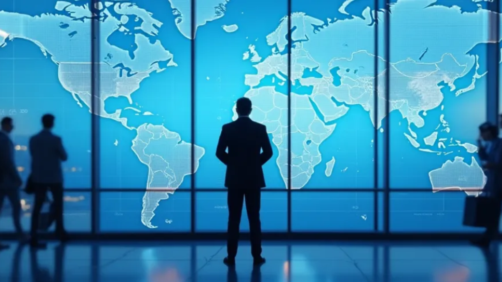 Business professionals analyzing global travel data – ERP software for travel agencies 2025