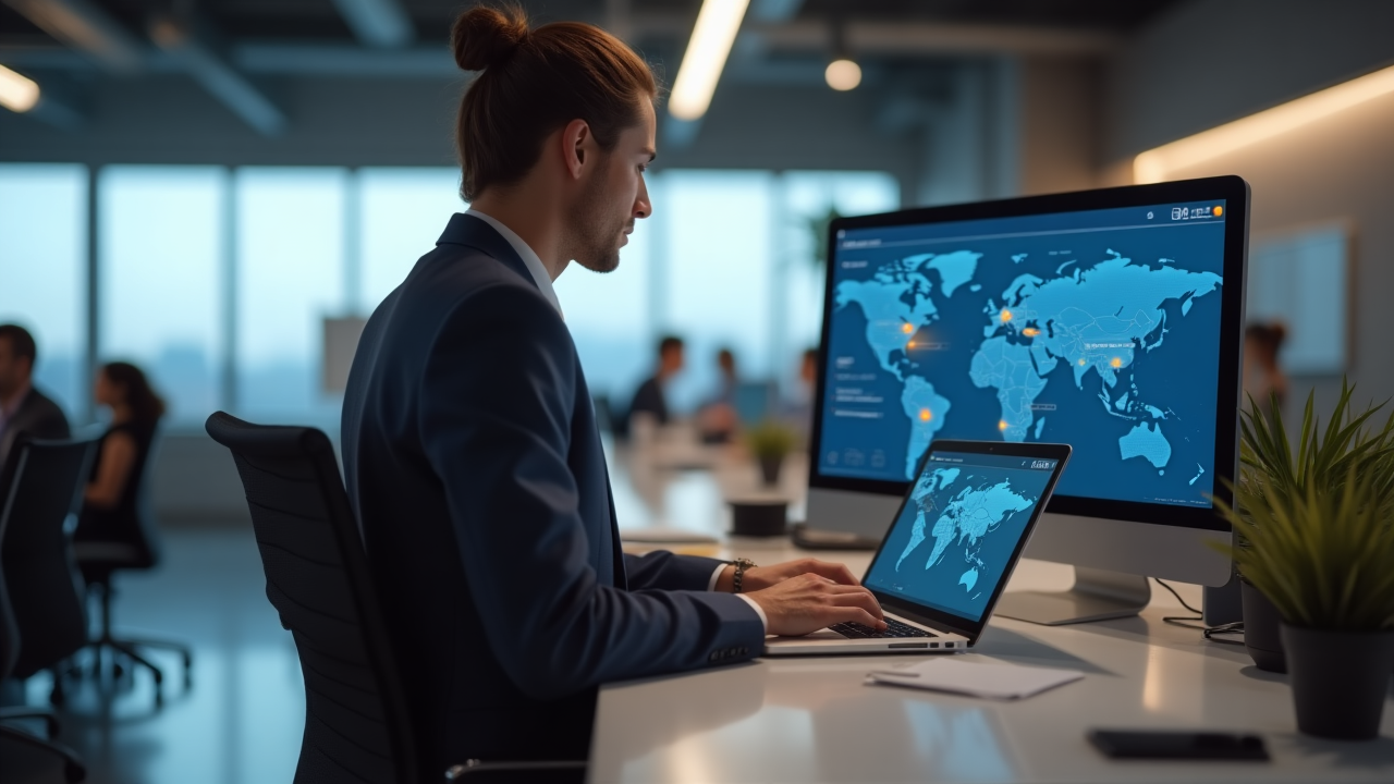 Corporate travel management software dashboard with flight booking, expense tracking, and policy controls for US travel agencies