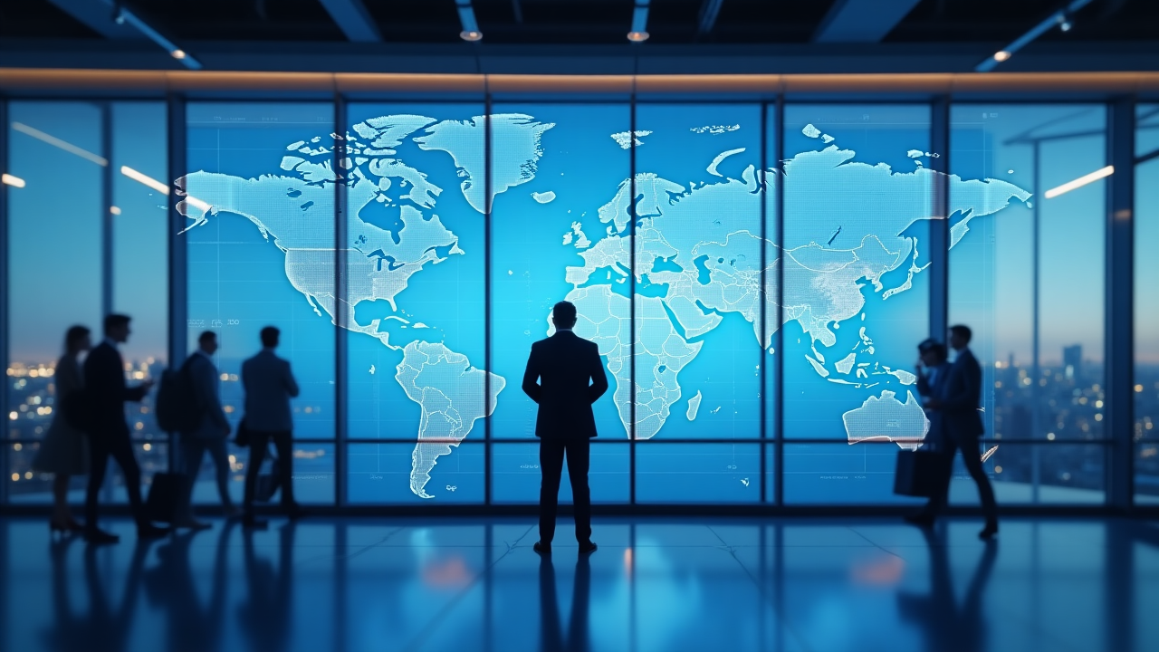 Modern travel agency dashboard showcasing ERP software interface with booking, finance, and CRM modules for global travel operations