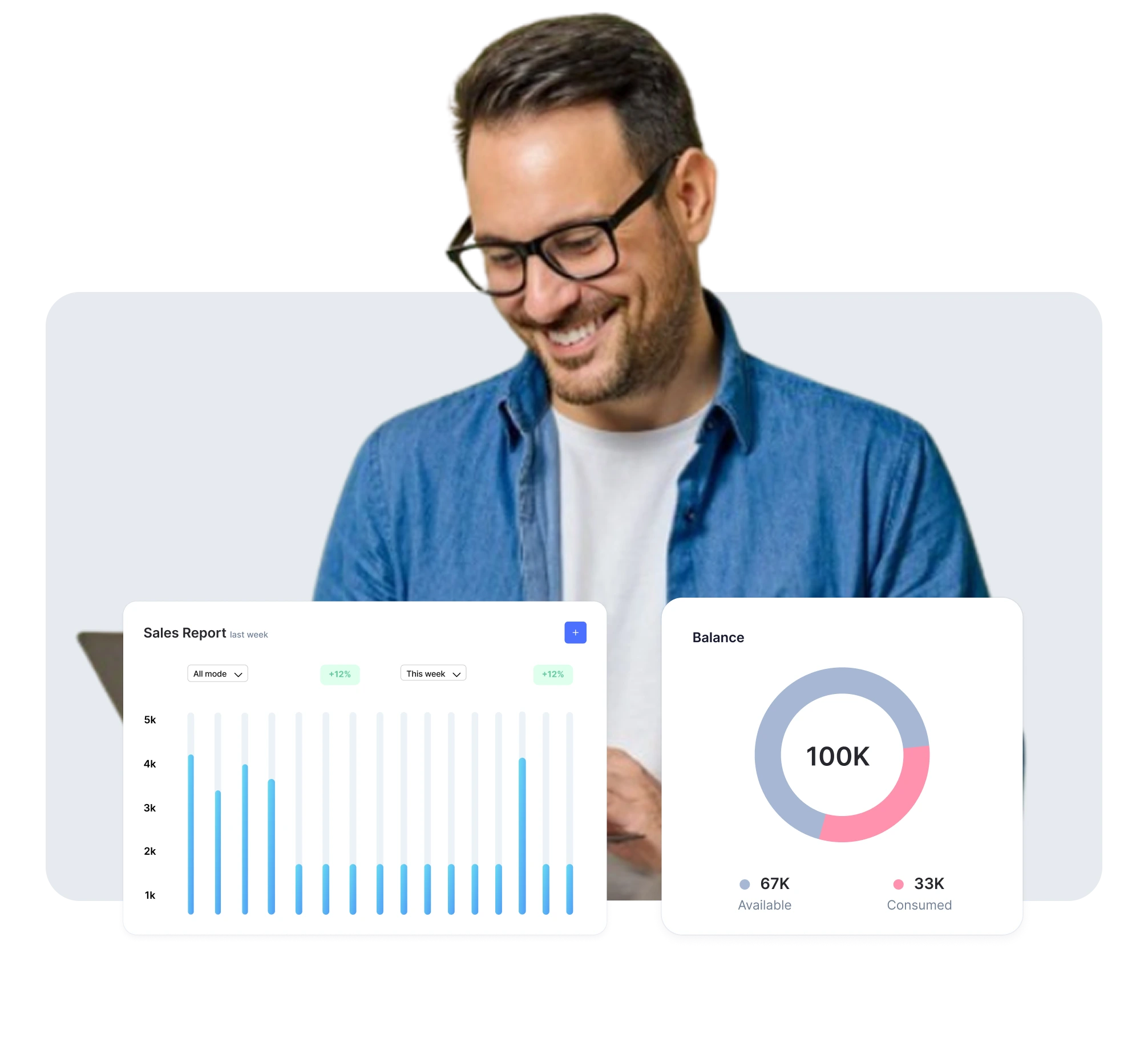 Business professional analyzing sales reports and balance dashboard with real-time travel data insights.